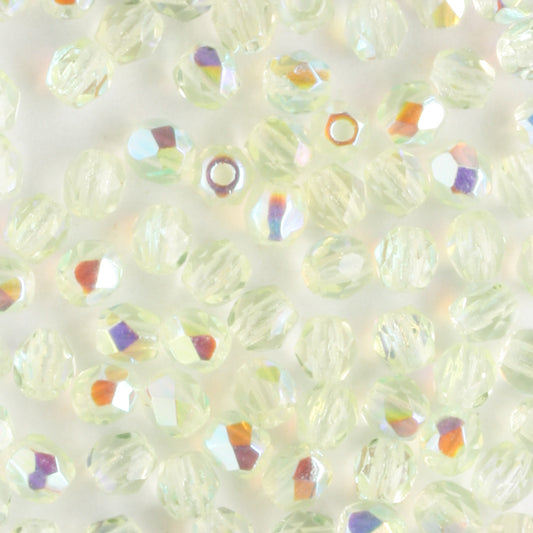 3mm Round Fire Polish Jonquil Yellow AB - 100 beads