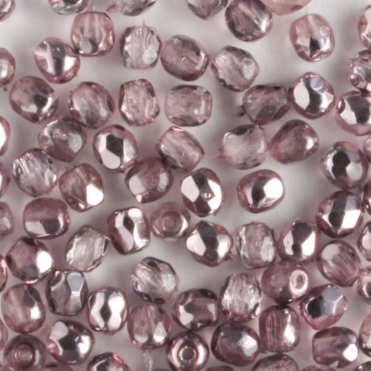 3mm Round Fire Polish Mirror Violet - 100 beads