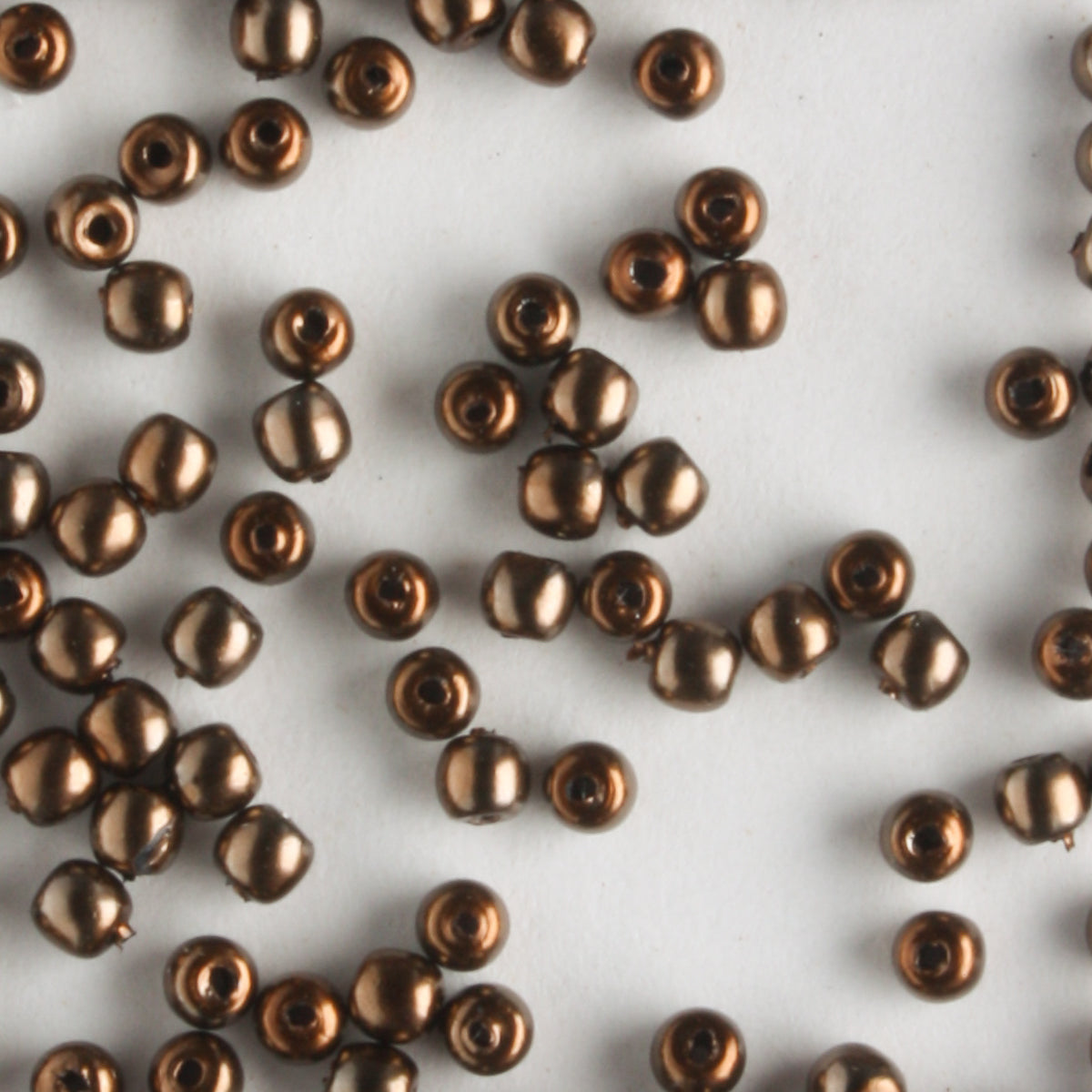 2mm Round Glass Pearls Bronze - 100 beads
