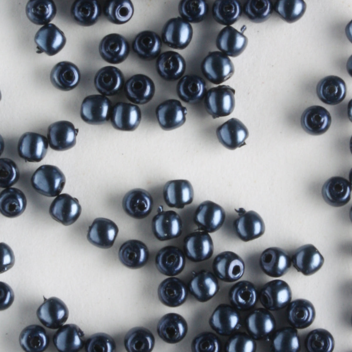 2mm Round Glass Pearls Blue Denim - 100 beads