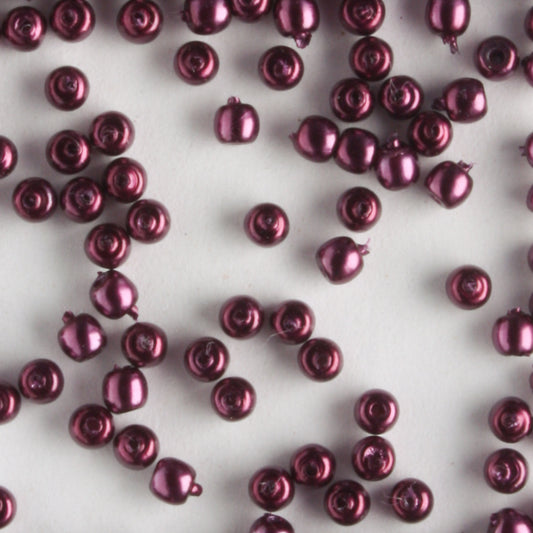 2mm Round Glass Pearls Plum - 100 beads