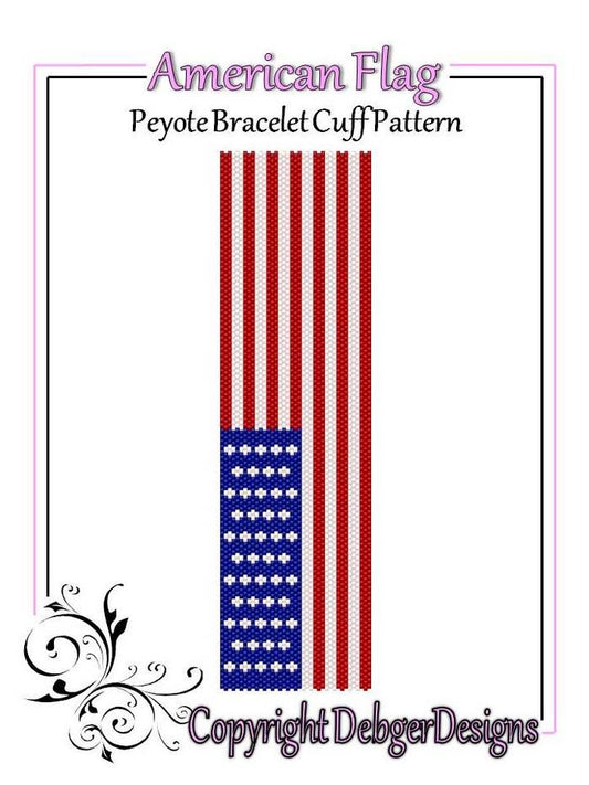 American Flag Bracelet Pattern - PDF