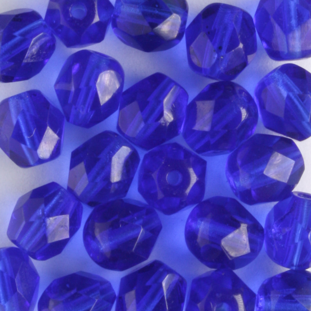 6mm Round Fire Polish Sapphire - 25 beads