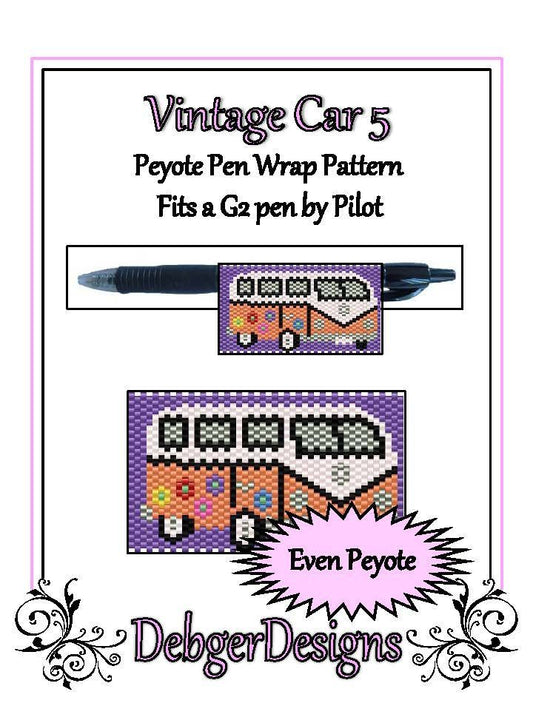 Vintage Car 5 Pen Wrap Pattern - PDF