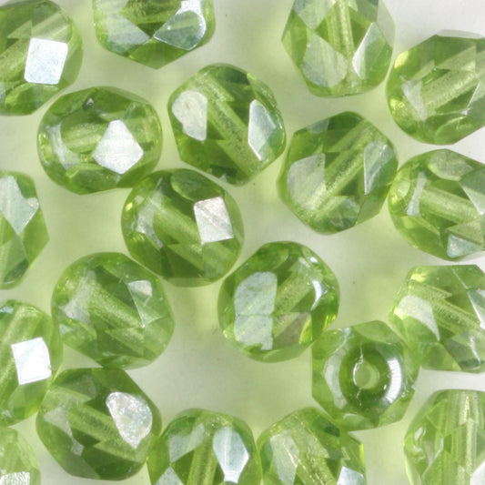 6mm Round Fire Polish Olive Green Luster - 25 beads