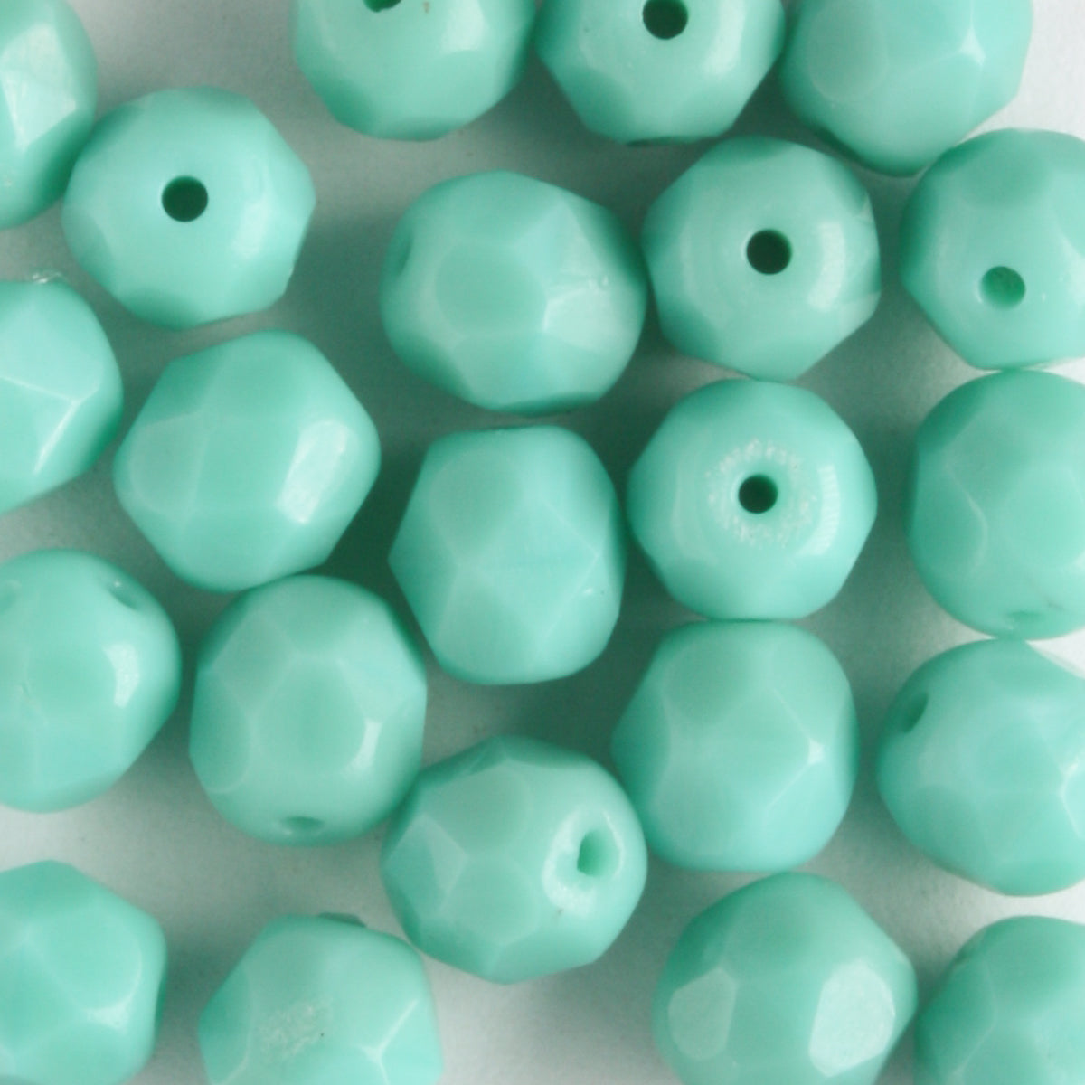6mm Round Fire Polish Opaque Turquoise - 25 beads