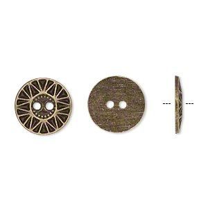 Button 12.5mm Antique Brass - Qty 2