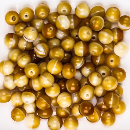 6mm Druk Tan/White - 50 beads