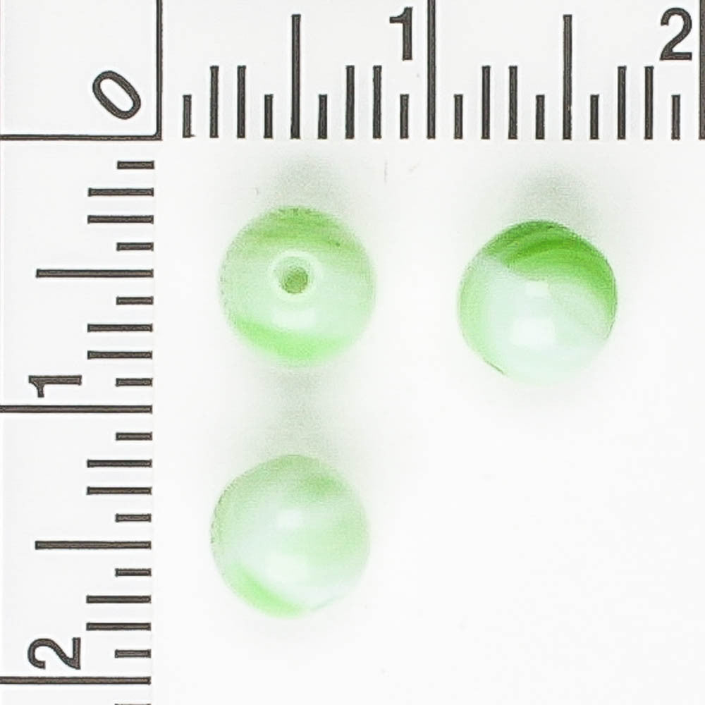 6mm Druk Green/White - 25 beads