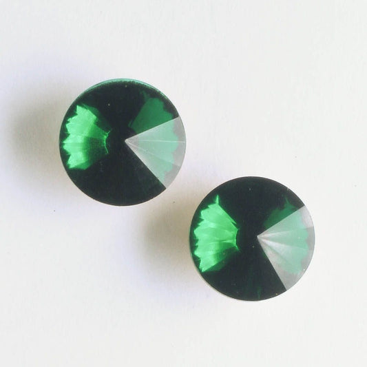 12mm Rivoli Emerald - pair