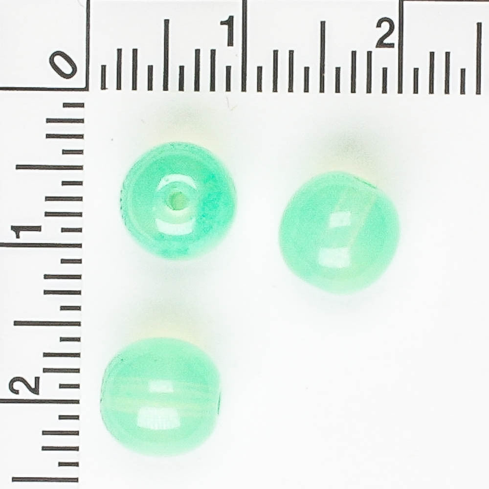 7mm Druk Sea Green - 25 beads
