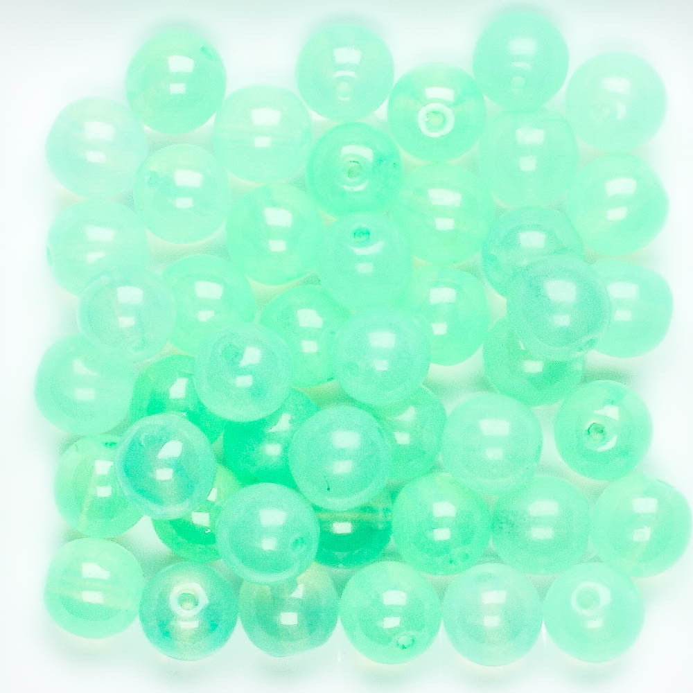 7mm Druk Sea Green - 25 beads