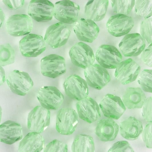 4mm Round Fire Polish Spring Green - 100 beads