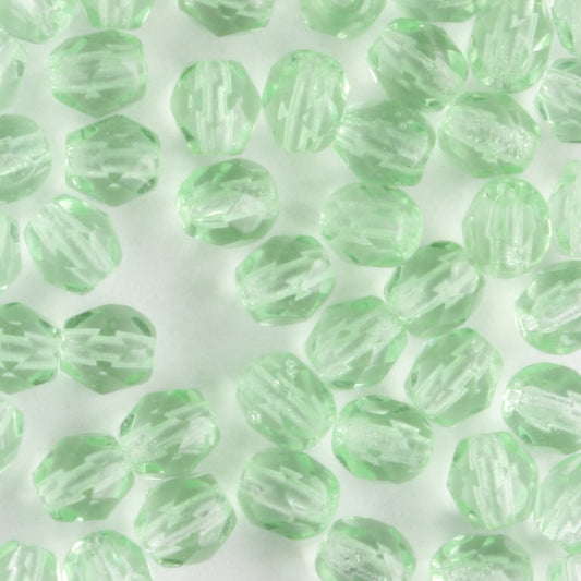 4mm Round Fire Polish Light Peridot - 100 beads