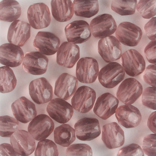 4mm Round Fire Polish Purple - 100 beads