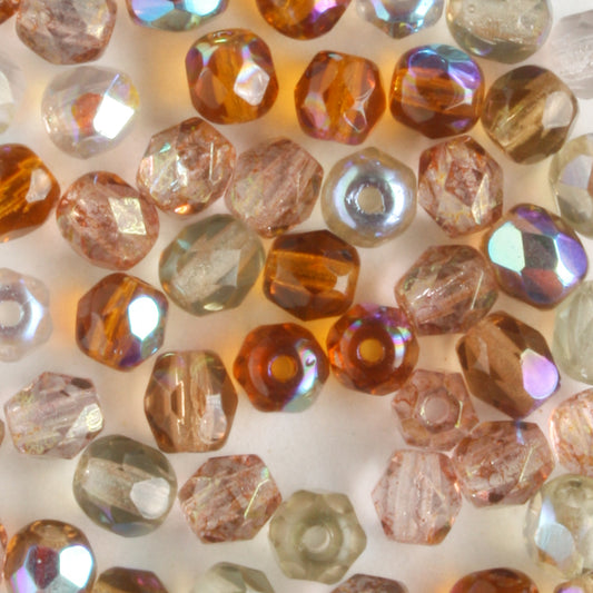 4mm Round Fire Polish Mix Desert Sands - 100 beads