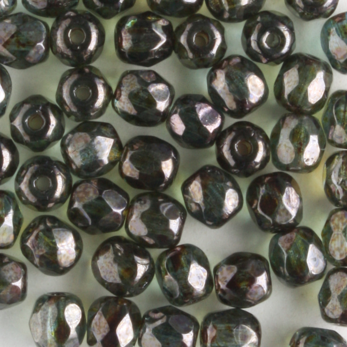 4mm Round Fire Polish Lumi Green - 100 beads