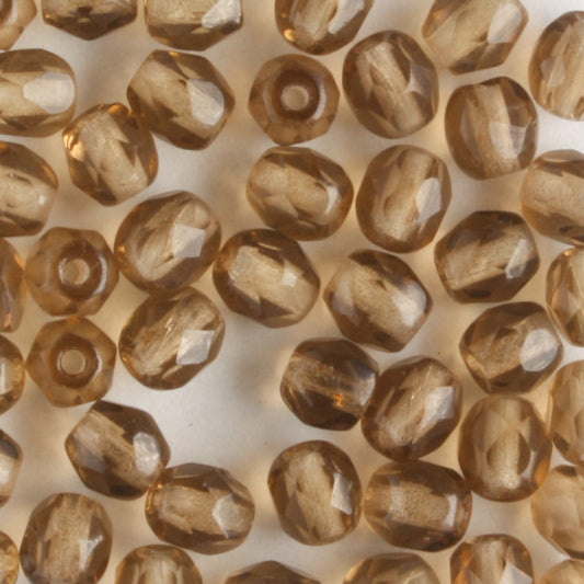 4mm Round Fire Polish Cocoa - 100 beads