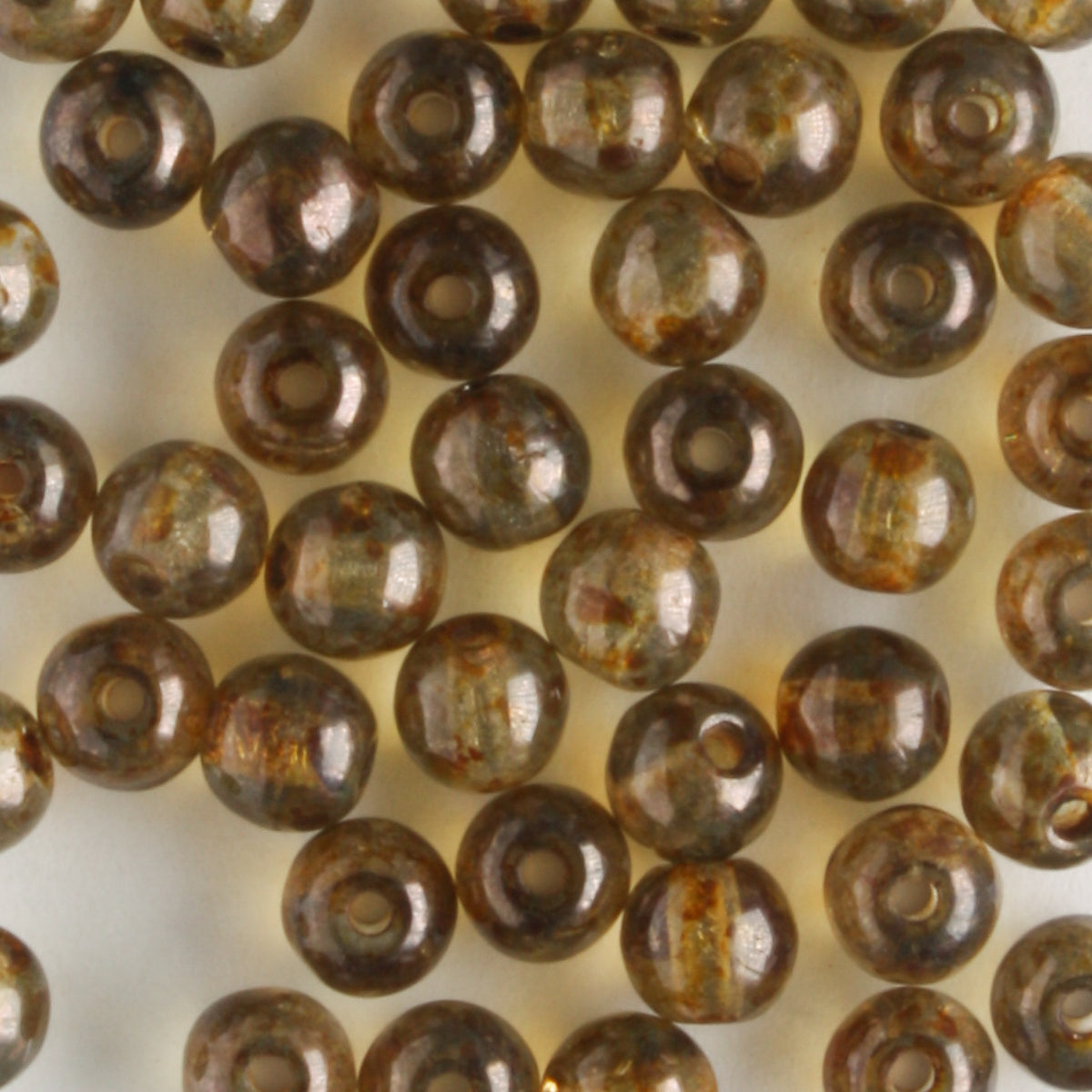 4mm Druk Lumi Light Brown - 100 beads