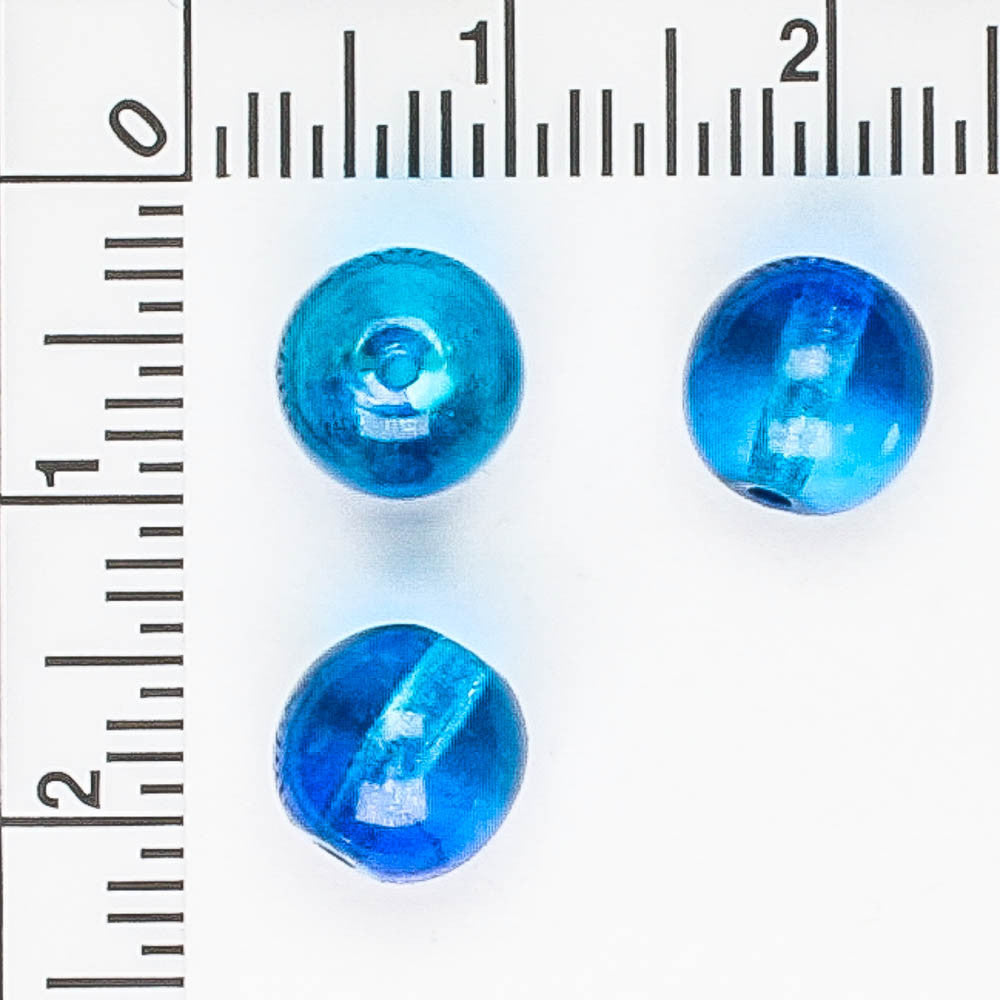 8mm Druk Dark Aqua - 25 beads