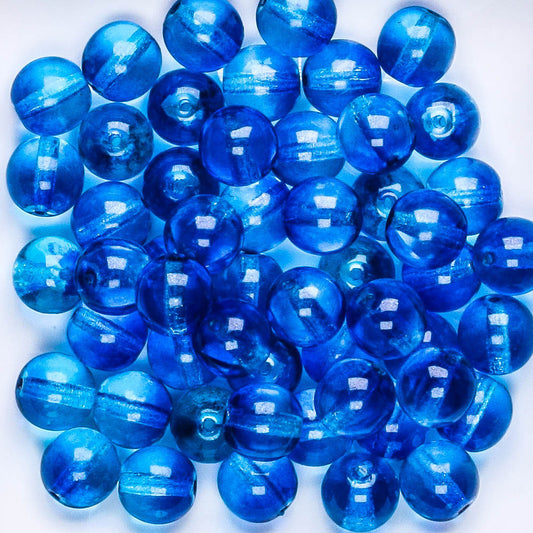8mm Druk Dark Aqua - 25 beads