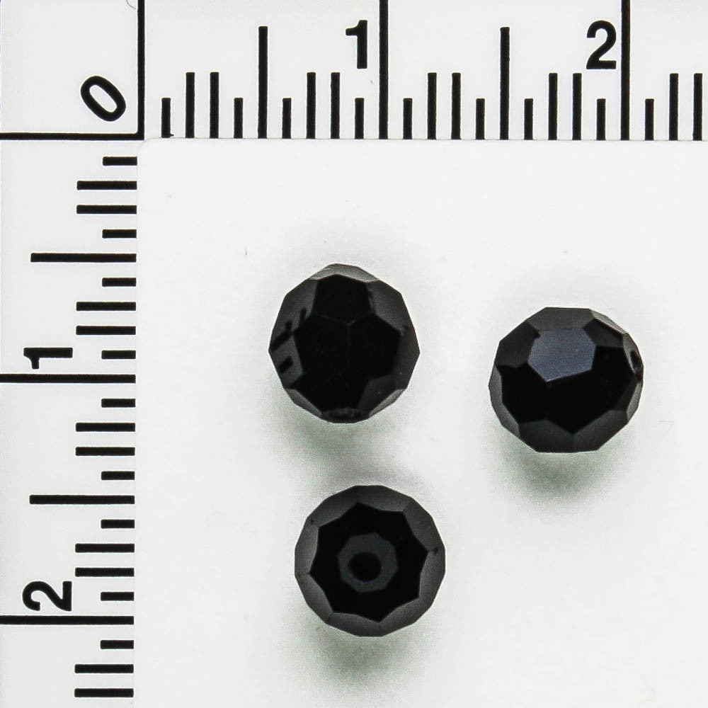 6mm Faceted Round Black - 50 beads