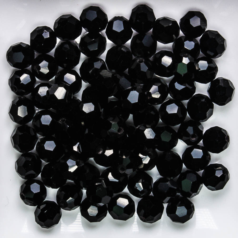 6mm Faceted Round Black - 50 beads