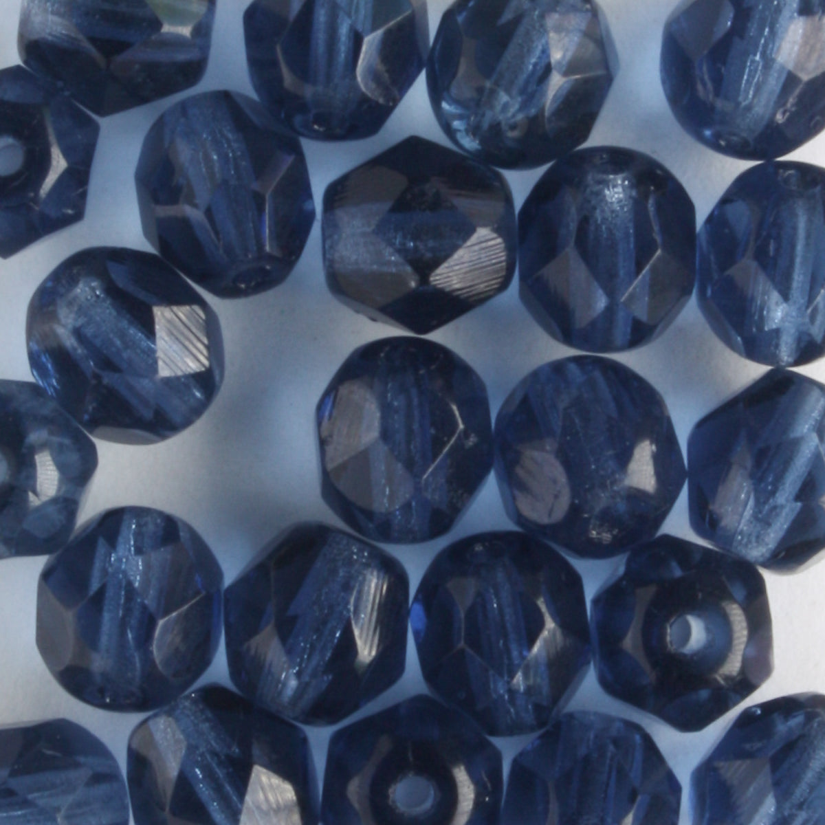 6mm Round Fire Polish Indigo Blue - 25 beads