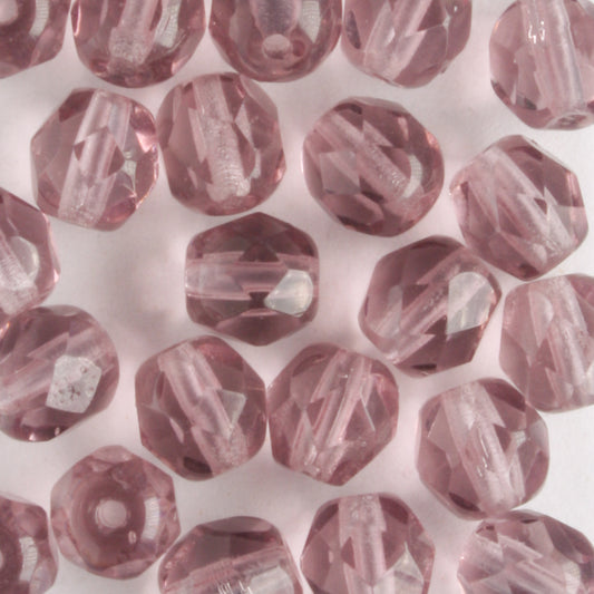 6mm Round Fire Polish Purple - 25 beads