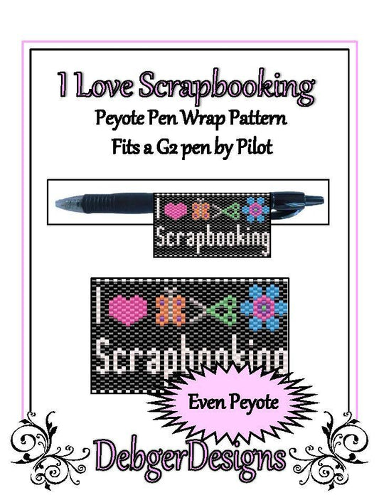 I Love Scrapbooking Pen Wrap Pattern - PDF