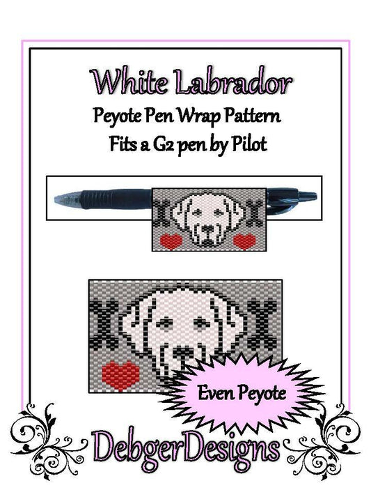 White Labrador Pen Wrap Pattern - PDF