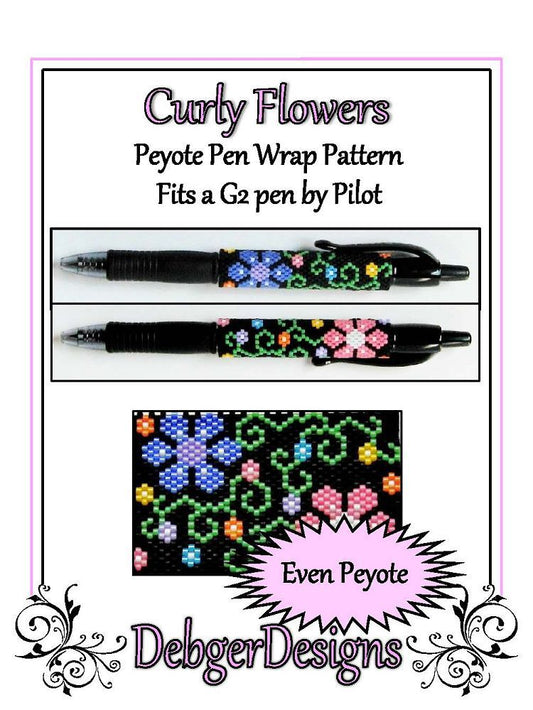 Curly Flowers Pen Wrap Pattern - PDF
