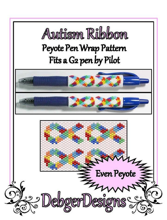 Autism Ribbon Pen Wrap Pattern - PDF