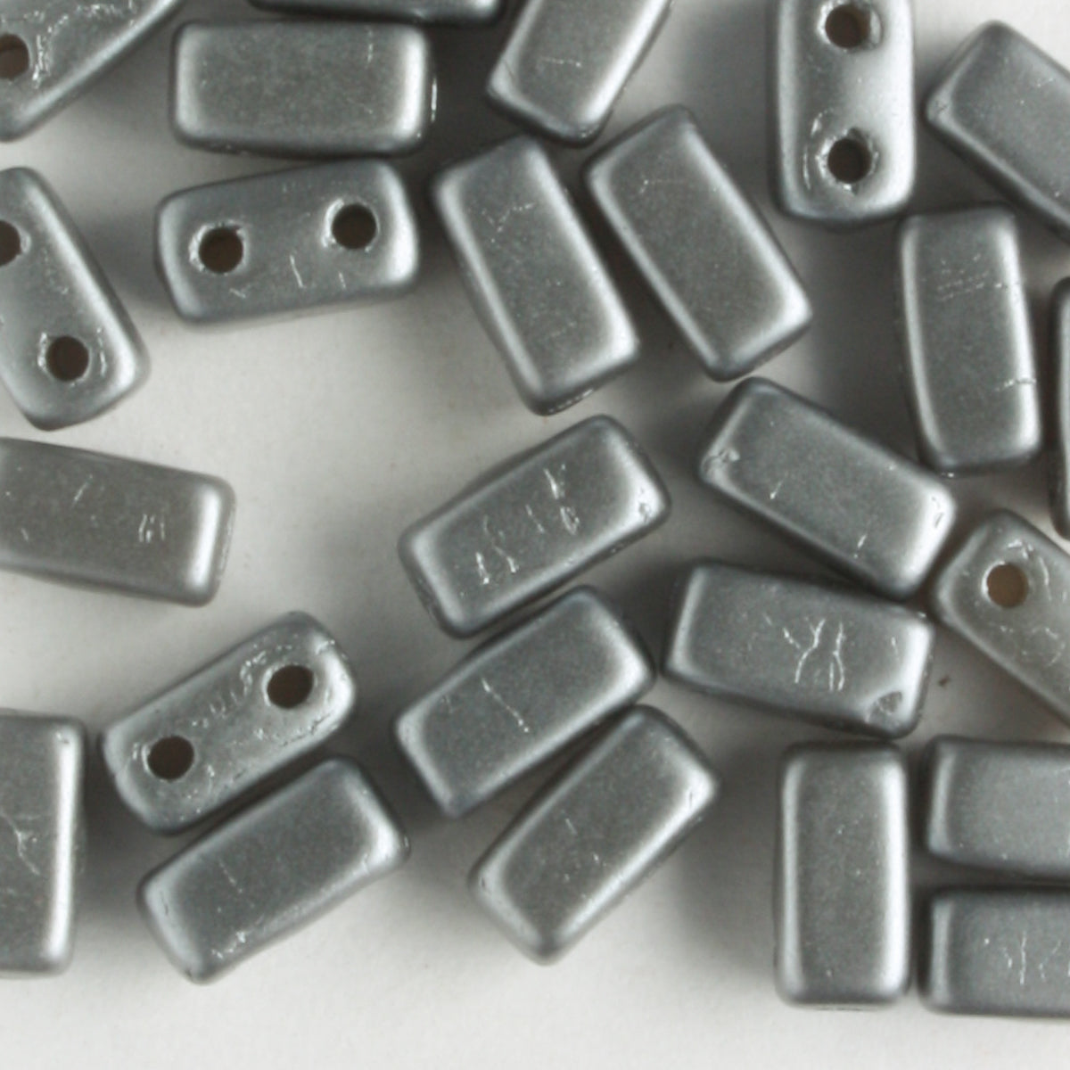 2 Hole Brick Silver - 50 beads