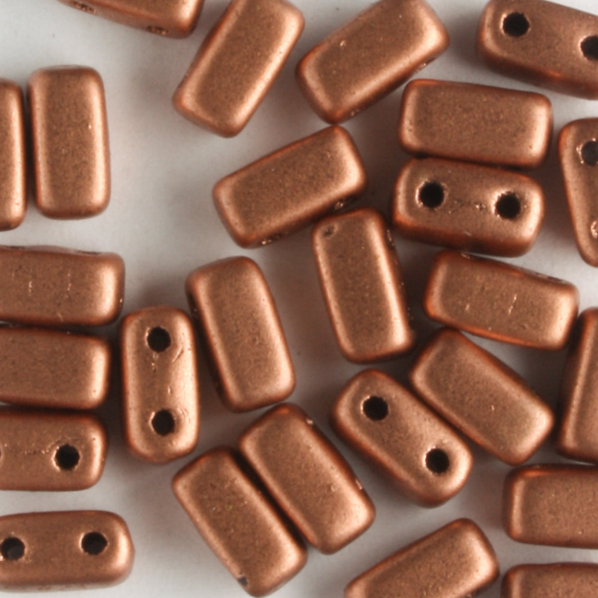 2 Hole Brick Matte Metallic Copper - 50 beads