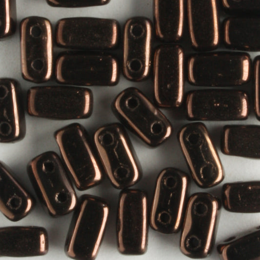 2 Hole Brick Dark Bronze - 50 beads