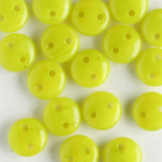 2 Hole Lentil Chartreuse - 50 beads