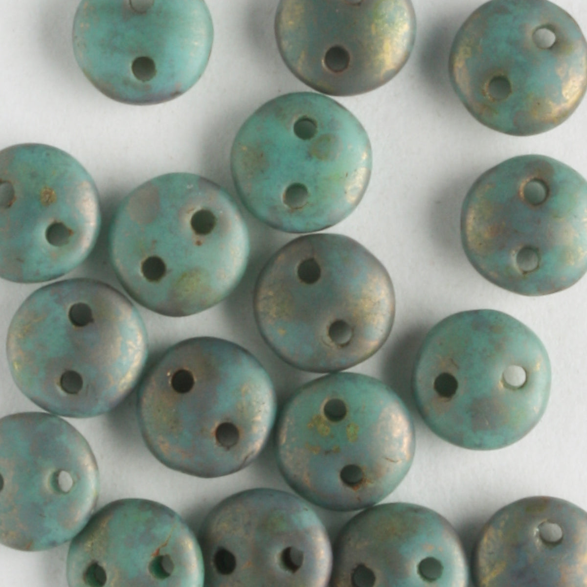 2 Hole Lentil Copper Picasso - 50 beads