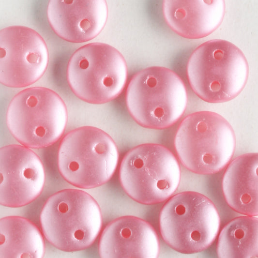 2 Hole Lentil Pink - 50 beads