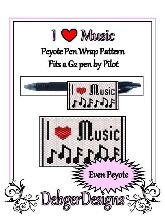 I Love Music Pen Wrap Pattern - PDF