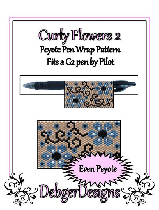 Curly Flowers 2 Pen Wrap Pattern - PDF