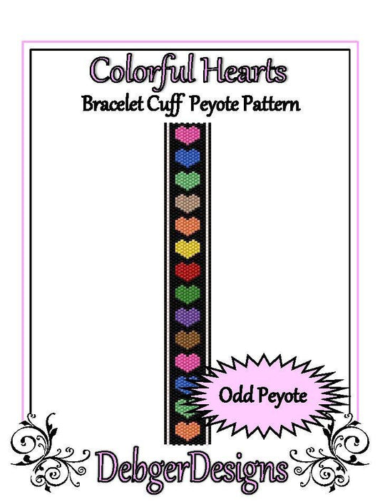 Colorful Hearts Bracelet Pattern - PDF