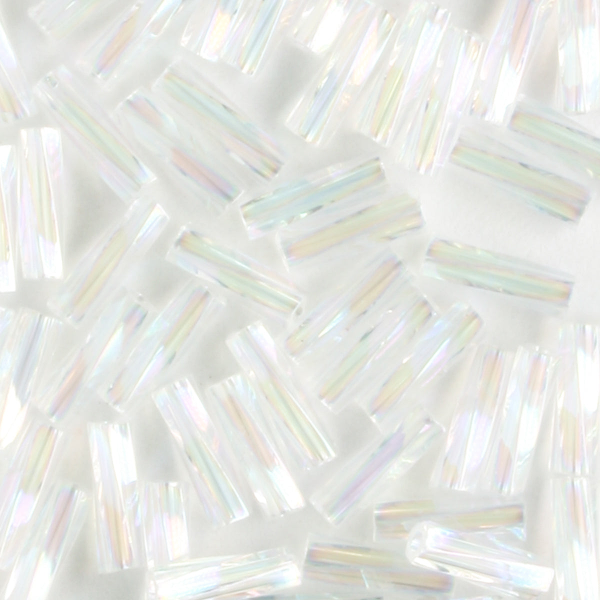 6mm Twisted Bugle Transparent Rainbow Crystal - 7 grams