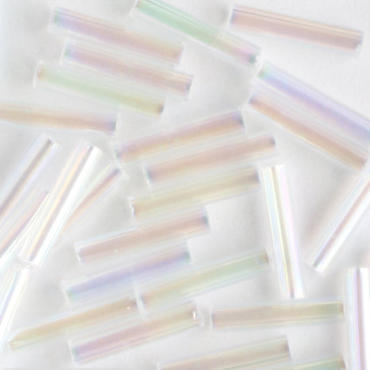 9mm Bugle Transparent Rainbow Crystal - 7 grams