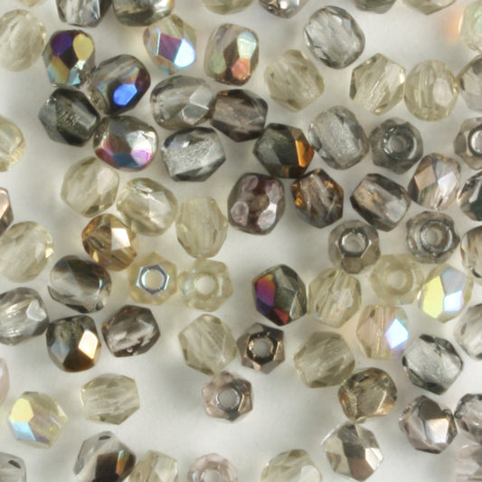 3mm Round Fire Polish Mix Storm Cloud - 100 beads