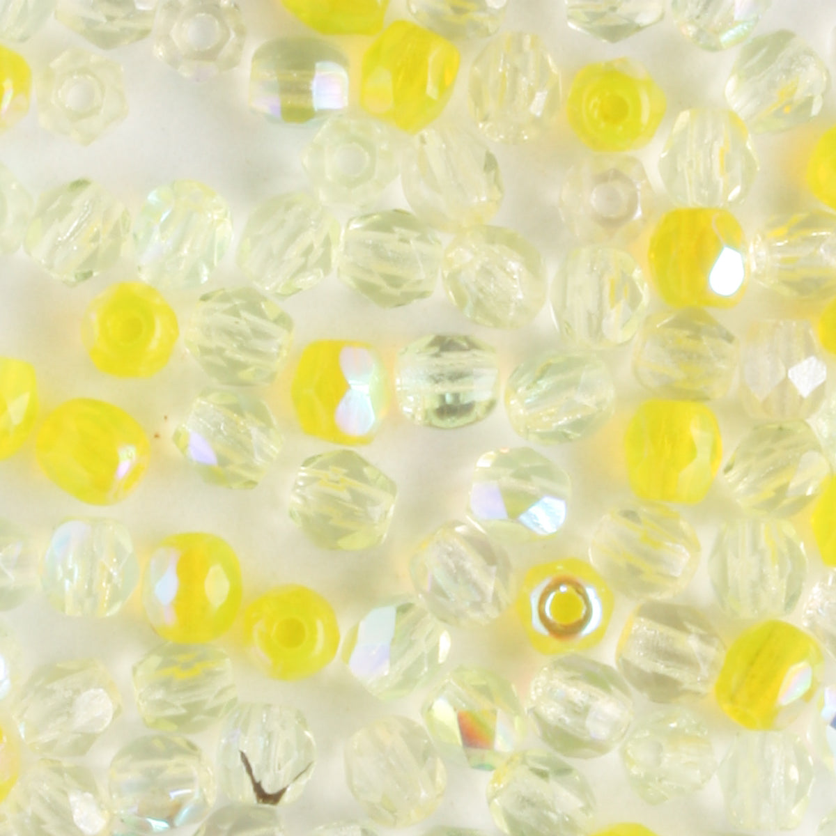 3mm Round Fire Polish Mix Lemon Ice - 100 beads