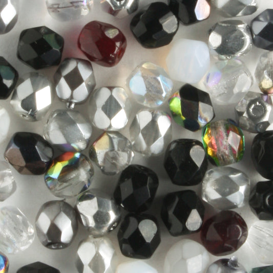 4mm Round Fire Polish Mix Silver Screen - 100 beads