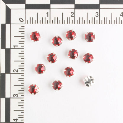 4mm Rose Montee Light Siam - qty 12