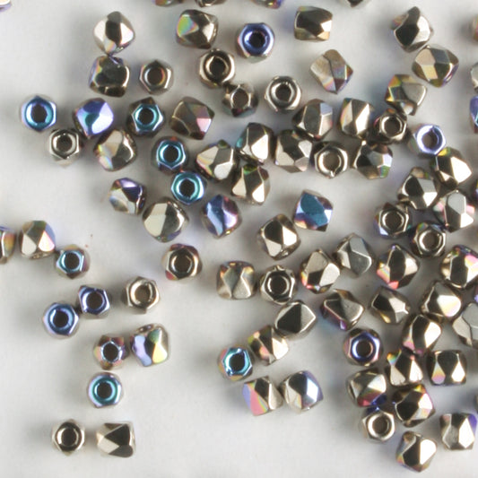 True 2mm Round Fire Polish AB Nickle Plate - 100 beads