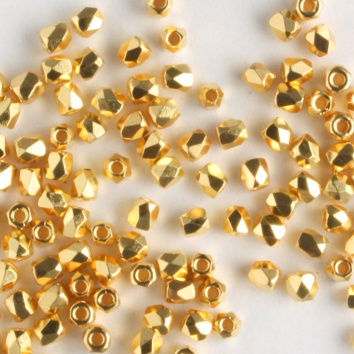 True 2mm Round Fire Polish Crystal Gold Plate - 100 beads